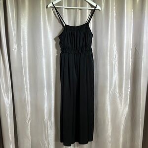 BloomChic Black Ruched Smocked Sundress